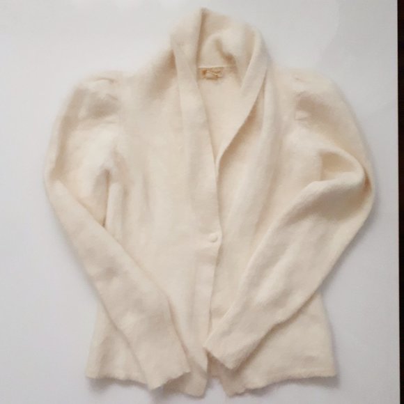 Monsoon Soft Cream Angora Cardigan Size 